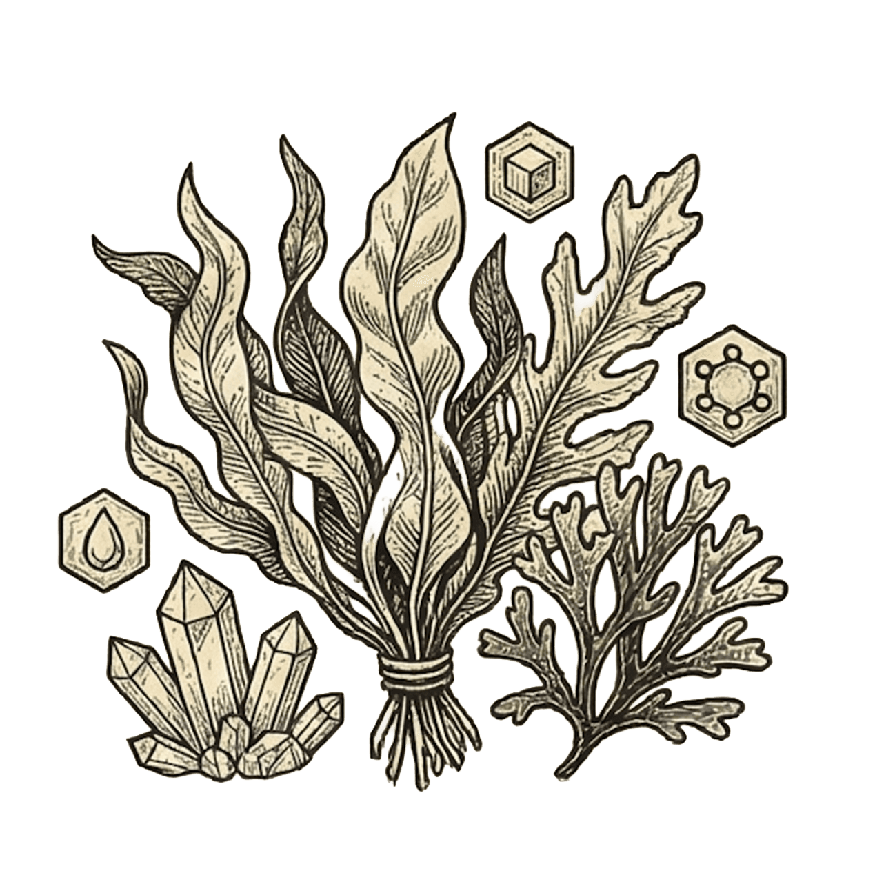 Organic Sea Moss mineral support illustration